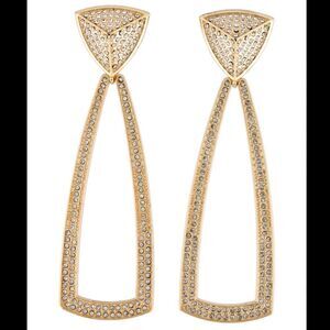 House of Harlow 1960 Mesa Door Knocker Gold Tone & Rhinestone Earrings